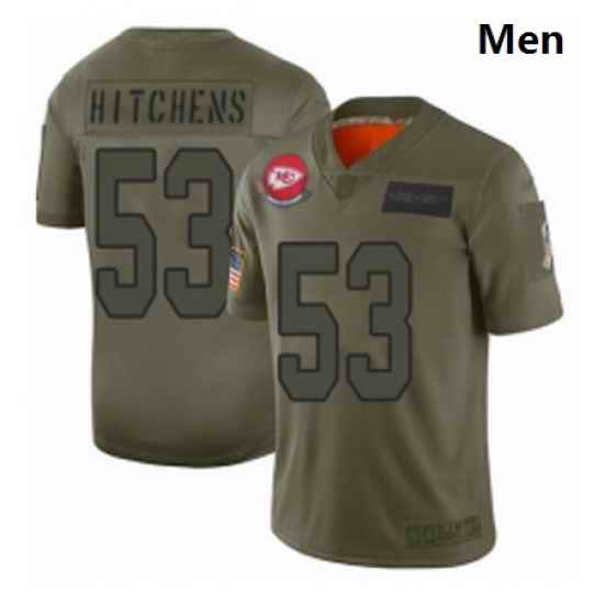 Men Kansas City Chiefs 53 Anthony Hitchens Limited Camo 2019 Salute to Service Football Jersey